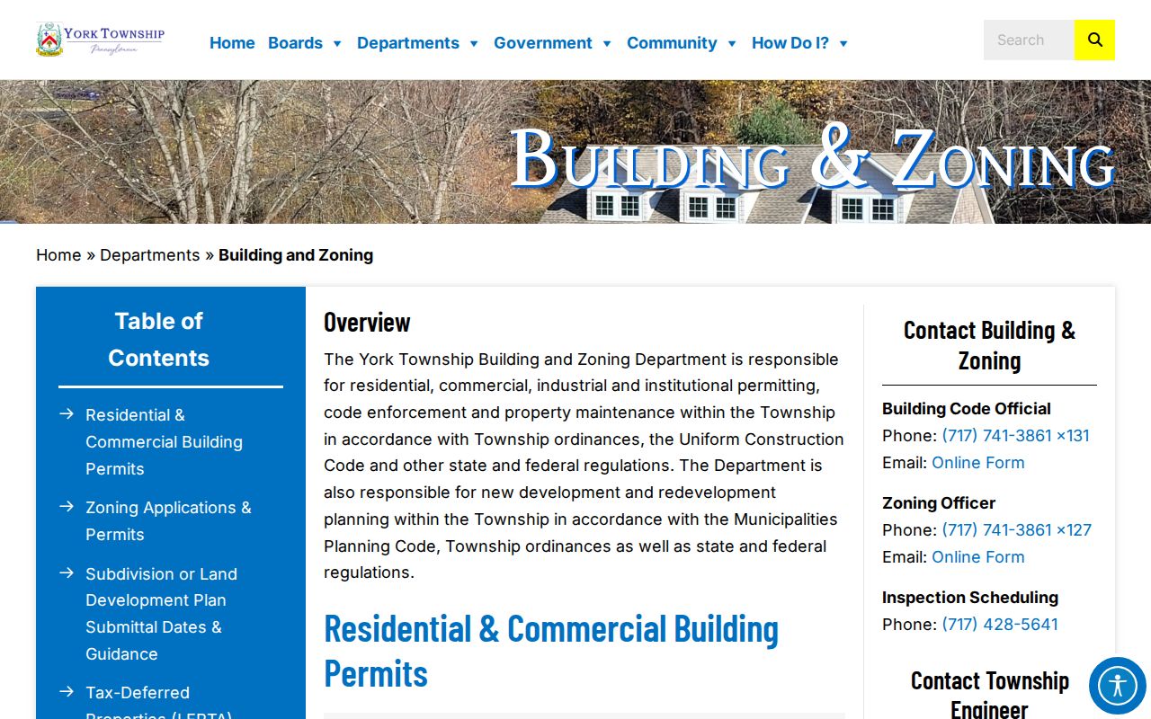 York Township neighbors building and zoning record request information