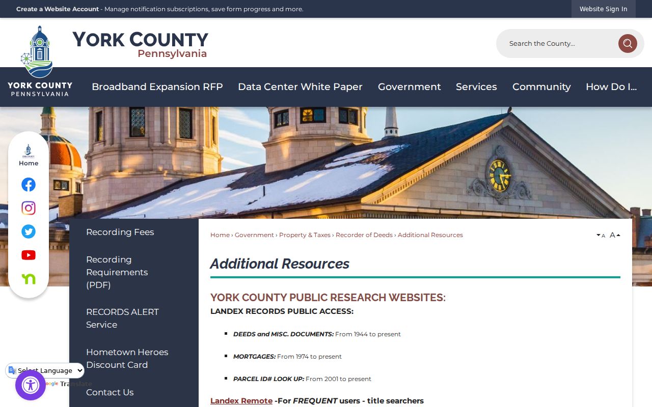 York Township previous residents Recorder additional historical-resource channels