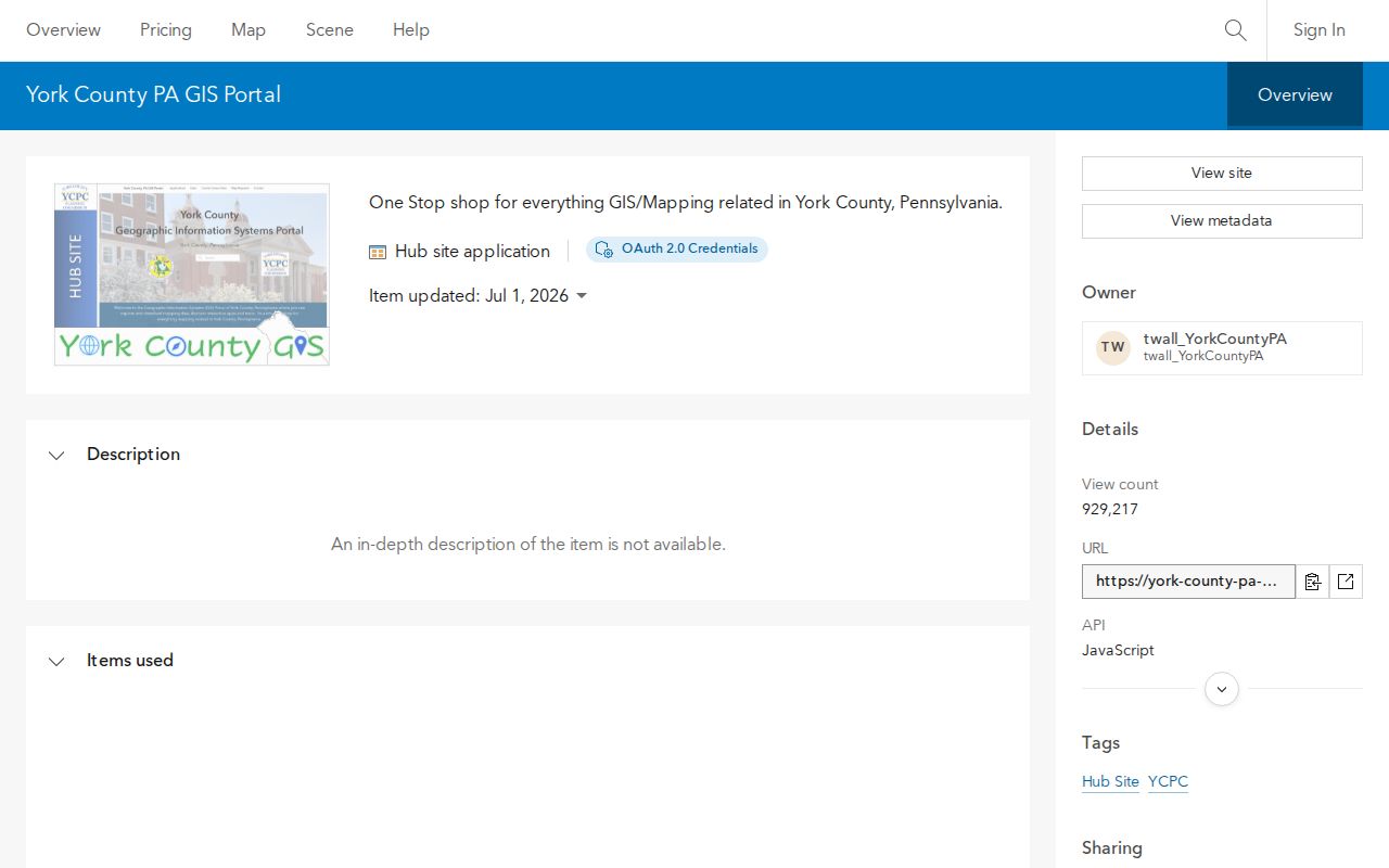 York Township ZIP code directory parcel verification through the County Property Viewer